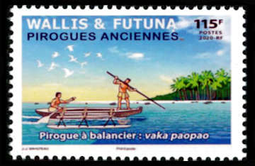 timbre de Wallis et Futuna x légende : Pirogues anciennes à balancier