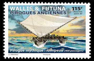 timbre de Wallis et Futuna x légende : Pirogues mythique