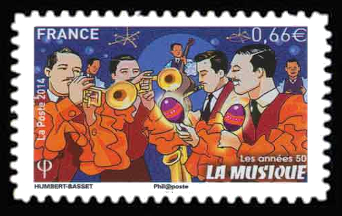  Les timbres s'exposent au salon <br>Les années 50 - La musique