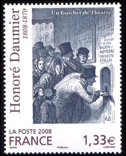  Honoré Daumier (1808-1879) graveur, caricaturiste, peintre et sculpteur français <br>Le guichet de théâtre