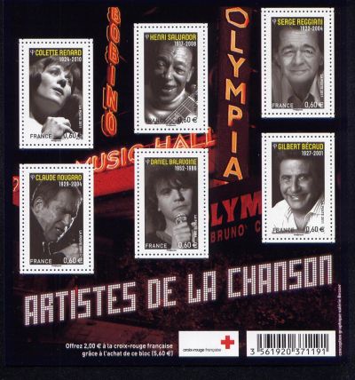  Artistes de la chanson <br>Colette Renard, Henri Salvador, Serge Reggiani, Claude Nougaro, Gilbert Bécaud
