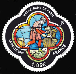  850ème anniversaire de la catédrale Notre-Dame de Paris <br>Détail de la rosace ouest « Moisson de blé »