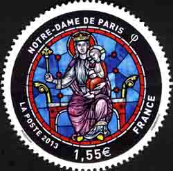  850ème anniversaire de la catédrale Notre-Dame de Paris <br>Détail de la rosace ouest « Vitrail à l'enfant »