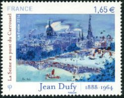  Jean Dufy (1888-1964) Peintre <br>La Seine au pont du Carrousel