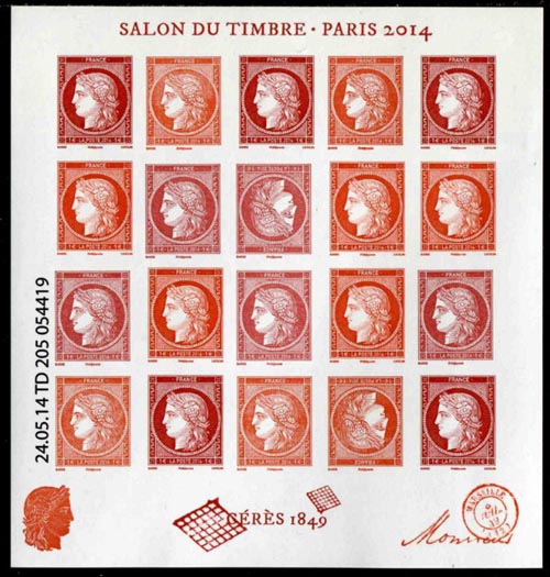  Salon du timbre 2014 <br>Hommage au timbre Cérès 1f de 1849