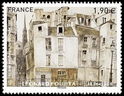  Léonard Foujita 1886-1968 « Le quai aux fleurs Notre-Dame » Huile sur toile, visible au Centre Pompidou 