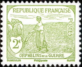  Orphelins de la guerre - Femme labourant  (reproduction des timbres de 1917-18) 