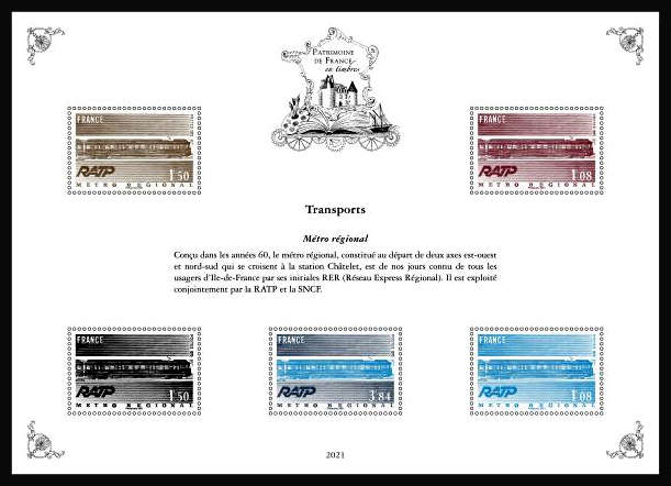  Patrimoine de France en timbres <br>Métro régional