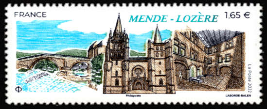  Mende - Lozère <br>Détail du pont Notre-Dame, de la cathédrale, et du musée
