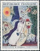 timbre N° 1398, Chagall « Les mariés de la tour Eiffel »