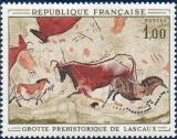 timbre N° 1555, Grotte préhistorique de Lascaux - Peintures rupestres