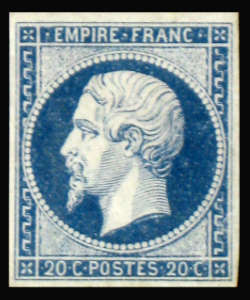  Napoléon III 20 c - EMPIRE FRANC non dentelé 