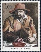 timbre N° 2108, Louis Le Nain (1593-1648) « La famille de paysans » (détail)