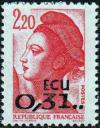 timbre N° 2530, Type Liberté de Gandon 2f 20 et ECU 0,31