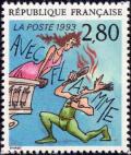timbre N° 2840, Le plaisir d'écrire vu par Jean-Michel Thiriet «Avec flamme»