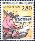 timbre N° 2842, Le plaisir d'écrire vu par Johan de Moor «Félicitations»