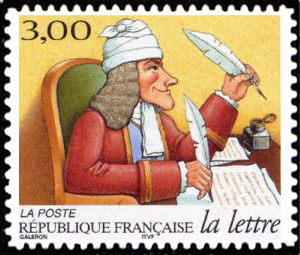  La lettre au fil du temps - Timbre Adhésif - <br>Voltaire