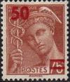 timbre N° 477, Type Mercure 50c sur 75c
