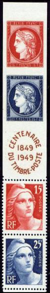 timbre N° 833A, Centenaire du timbre- bande - Cérès et Marianne de Gandon