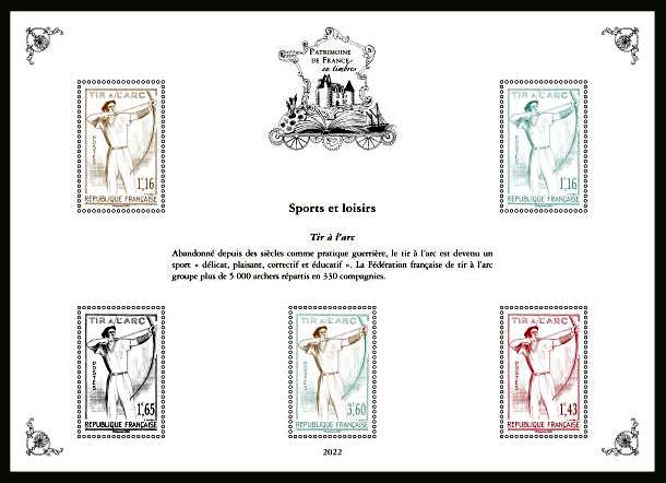  Patrimoine de France en timbres <br>Tir a l'arc