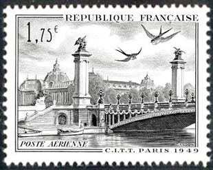  C I T T Paris 1949 ( Timbre poste aérienne N° 28 ) <br>$p