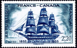  France-Canada - La Capricieuse 1855 - ( timbre N° 1035 de 1955 ) 