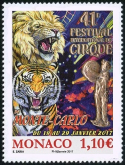 timbre de Monaco N° 3063 légende : 41ème festival du cirque de Monte-Carlo
