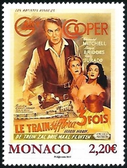 timbre de Monaco N° 3065 légende : Les films de Grace Kelly, Le train sifflera trois fois