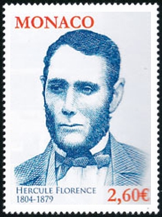 timbre de Monaco N° 3116 légende : Monacophil 2017 « Hercule Florence 1804-1879 »