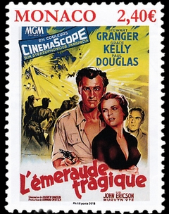 timbre de Monaco N° 3119 légende : Film avec Grace Kelly «L'Émeraude tragique»