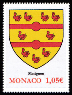timbre de Monaco x légende : 2ème Rencontre des Sites historiques Grimaldi de Monaco