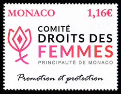 timbre de Monaco x légende : Comité pour la promotion et la protection des droits des femmes