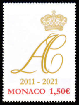 timbre de Monaco x légende : 10 ans du Mariage princier 2011-2021
