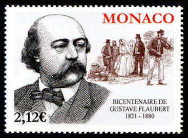 timbre de Monaco x légende : Bicentenaire de la naissance de Gustave Flaubert 1821-1880