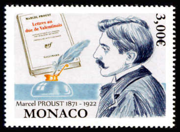timbre de Monaco x légende : Marcel Proust 1871-1922