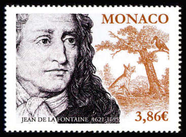 timbre de Monaco x légende : Jean de la Fontaine