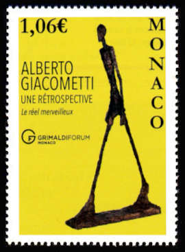 timbre de Monaco x légende : Exposition Alberto Giacometti