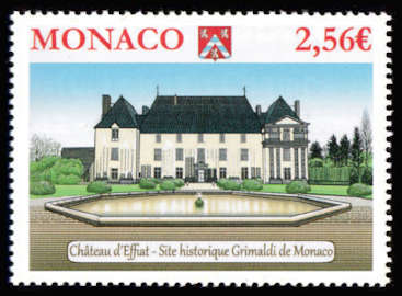 timbre de Monaco x légende : Anciens fiefs des Grimaldi - Effiat