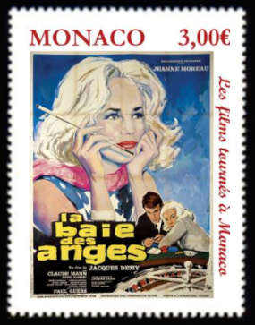 timbre de Monaco x légende : Les films tournés à Monaco <br> La baie des anges