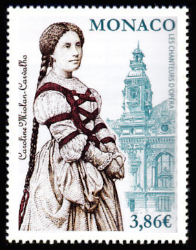 timbre de Monaco x légende : Caroline Milan-Carvalho