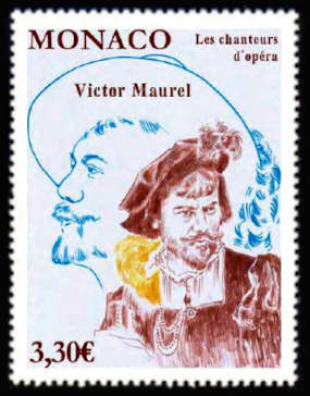 timbre de Monaco x légende : Les chanteurs d'opéra - Victor Maurel