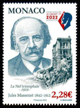 timbre de Monaco x légende : Jules Massenet 1842-1912