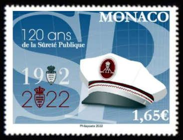 timbre de Monaco x légende : 120ème anniversaire de la sureté publique