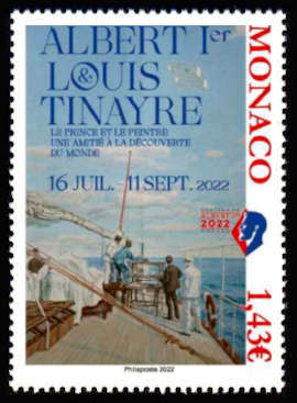 timbre de Monaco x légende : Exposition Albert 1er et Louis Tinayre