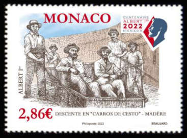 timbre de Monaco x légende : Albert 1er à Madère