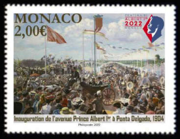 timbre de Monaco x légende : Albert Ier aux Açores