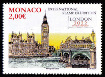 timbre de Monaco x légende : London 2022