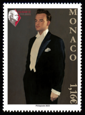 timbre de Monaco x légende : Portrait du Prince Rainier III