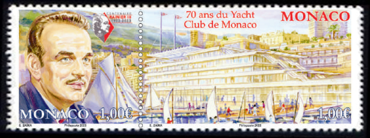 timbre de Monaco x légende : 70ème anniversaire du Yacht club de Monaco