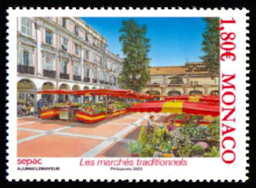 timbre de Monaco x légende : SEPAC les marchés traditionnels